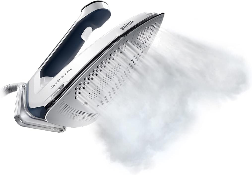 Braun CareStyle 7 Pro IS7282BL, Steam Generator Iron with FreeGlide 3D Technology, Smart iCareMode, Vertical Ironing, Anti Drip, Detachable 2L Water Tank, 2700W, Blue
