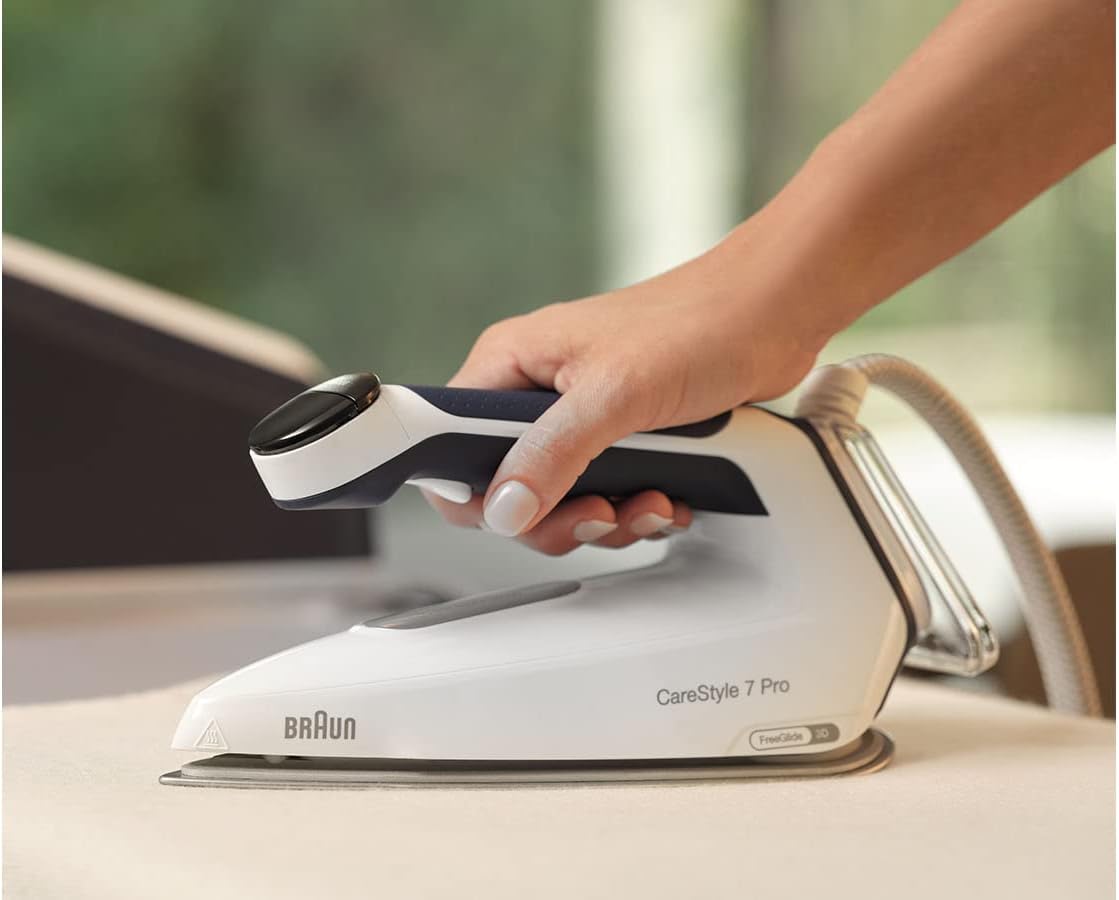 Braun CareStyle 7 Pro IS7282BL, Steam Generator Iron with FreeGlide 3D Technology, Smart iCareMode, Vertical Ironing, Anti Drip, Detachable 2L Water Tank, 2700W, Blue