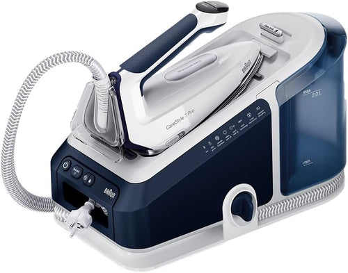 Braun CareStyle 7 Pro IS7282BL, Steam Generator Iron with FreeGlide 3D Technology, Smart iCareMode, Vertical Ironing, Anti Drip, Detachable 2L Water Tank, 2700W, Blue