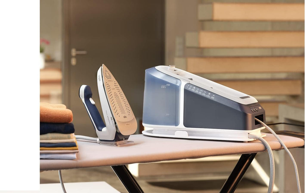 Braun CareStyle 7 Pro IS7282BL, Steam Generator Iron with FreeGlide 3D Technology, Smart iCareMode, Vertical Ironing, Anti Drip, Detachable 2L Water Tank, 2700W, Blue