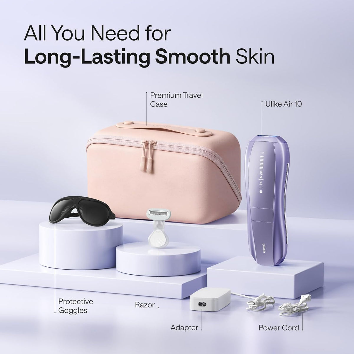 Ulike IPL Hair Removal Device Air 10 Deluxe, Laser Hair Removal Device for Women and Men Pain-Free Ice Cooling and Permanent Hair Reduction, Skin Sensor & USHR Mode* for Full Body Treatment