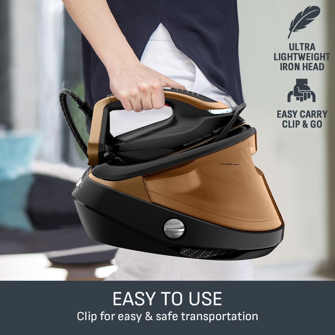 Tefal Pro Express Vision Steam Generator Iron, 9 Bar, Black and Gold
