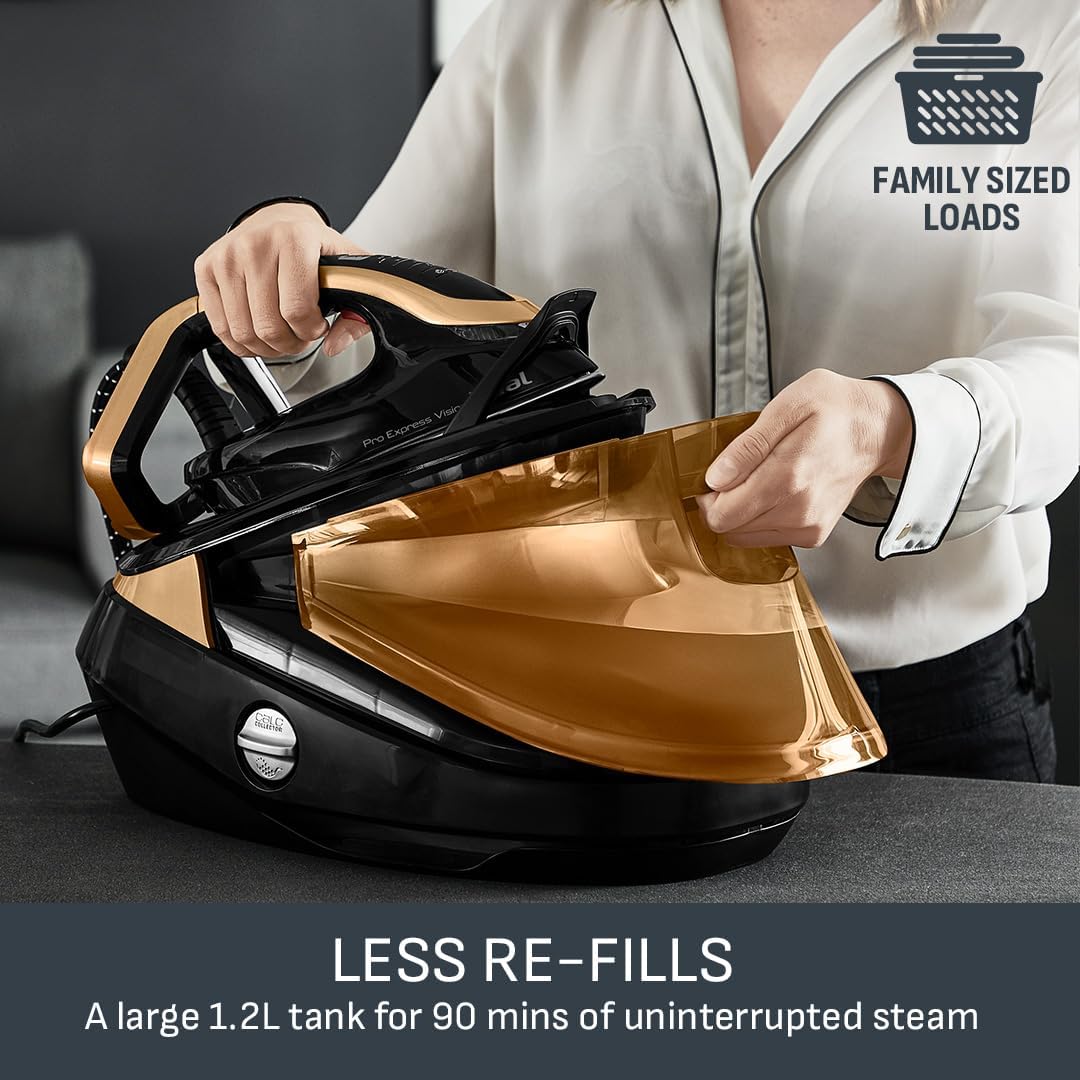 Tefal Pro Express Vision Steam Generator Iron, 9 Bar, Black and Gold