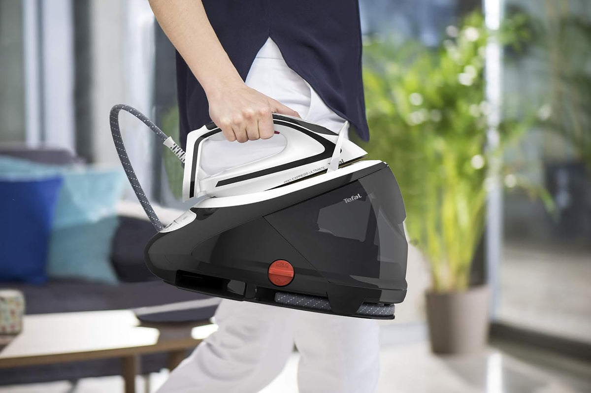 Tefal GV9550 Pro Express Ultimate Steam Iron Station | 8 Bar | Steam Burst: 520 g/min | Continuous Steam Rate: 120 g/min | Capacity: 1.9 L | Anti-Limescale Collector | Anti-Drip System | Black/White