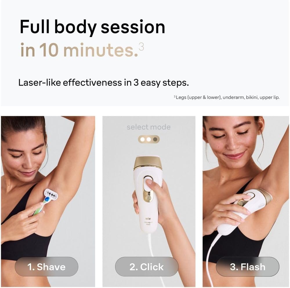 Braun IPL Silk Expert Pro 5 At Home Hair Removal, White/Gold