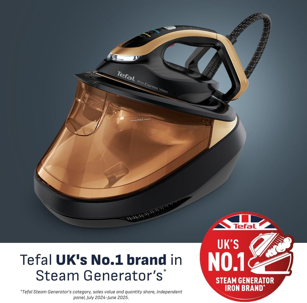 Tefal Pro Express Vision Steam Generator Iron, 9 Bar, Black and Gold