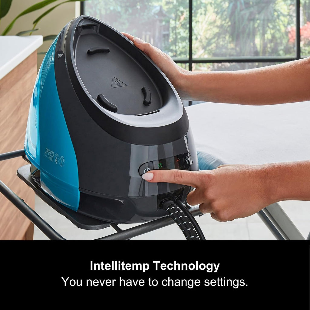 Morphy Richards SpeedSteam Pro Generator Iron, Ceramic Soleplate, Autoclean, 7 Bar Pressure, Intellitemp Technology, 70 to 120g rates, 590g Boost, 1.6L Water Tank, 1.8m Cord, 3000W, Blue, 332103