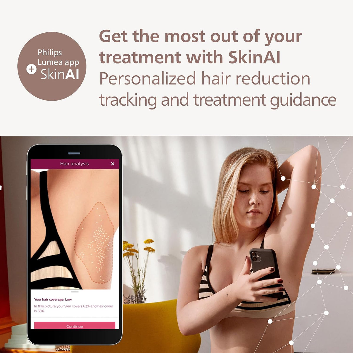Philips Lumea 9900 Series, IPL Hair Removal Device, Laser Hair Removal Alternative, SenseIQ and SkinAI Technology, 4 Attachments for Body, Face, Bikini and Underarms, Corded & Cordless Use, BRI951/01