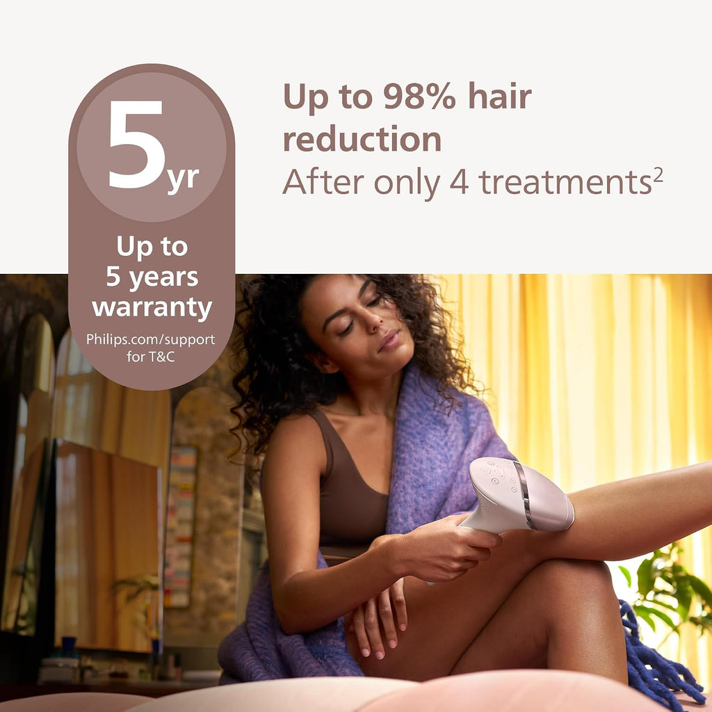 Philips Lumea 8000 Series IPL Hair Removal Device - Laser Hair Removal Alternative, SenseIQ Technology, 4 Attachments for Body, Face, Bikini and Underarms, Satin Compact Pen Trimmer, Model BRI949/00