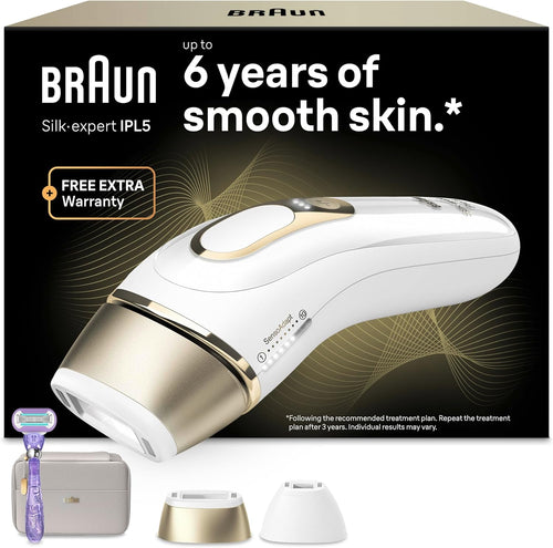 Braun IPL Silk-Expert Pro 5, at Home Hair Removal, White/Gold, PL5137