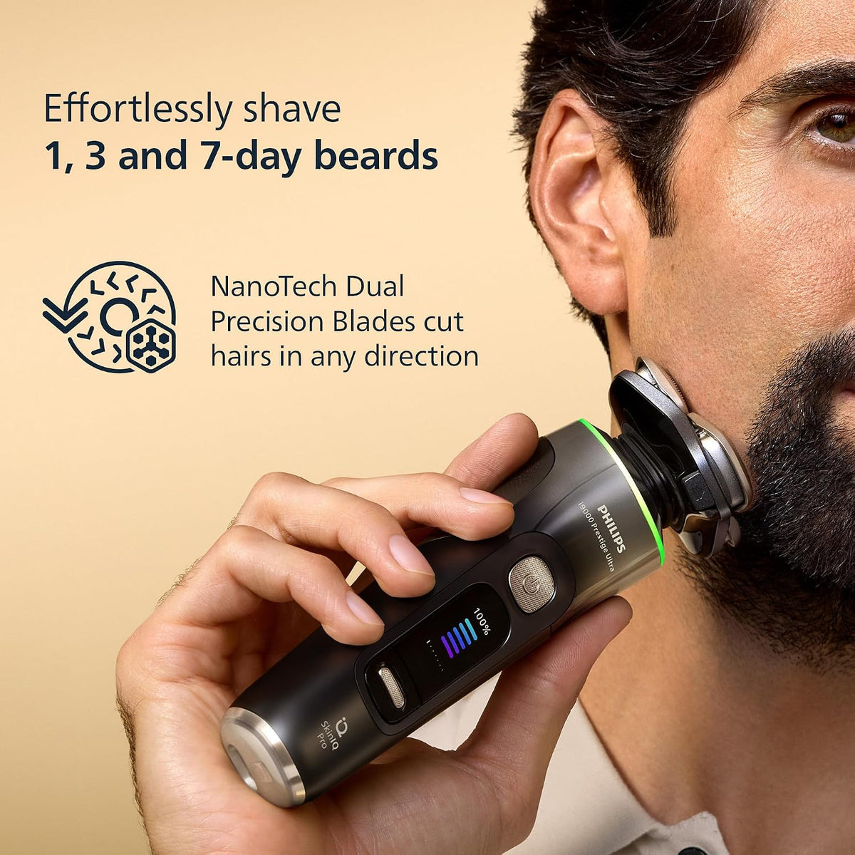 Philips Shaver i9000 Prestige Ultra, Wet & Dry Electric Shaver, Black, with Skin IQ Pro Technology, Triple Lift & Cut System, 360 Rotating NanoTech Precision Blades, 5 Shaving Modes, Model XP9405/31