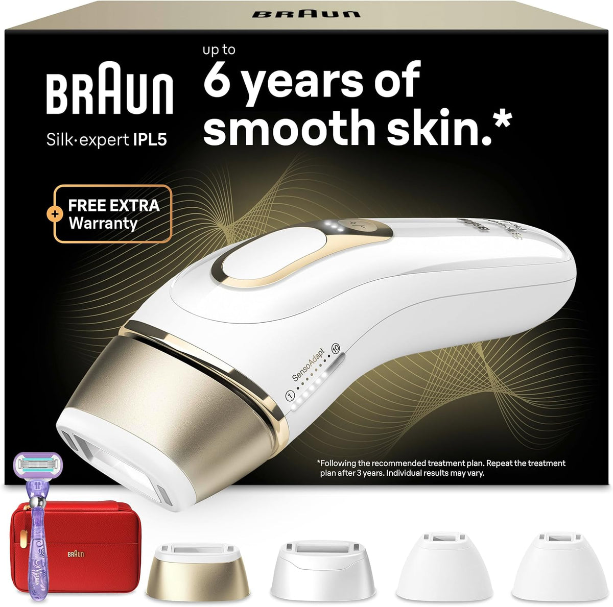 Braun IPL Silk Expert Pro 5 At Home Hair Removal, White/Gold