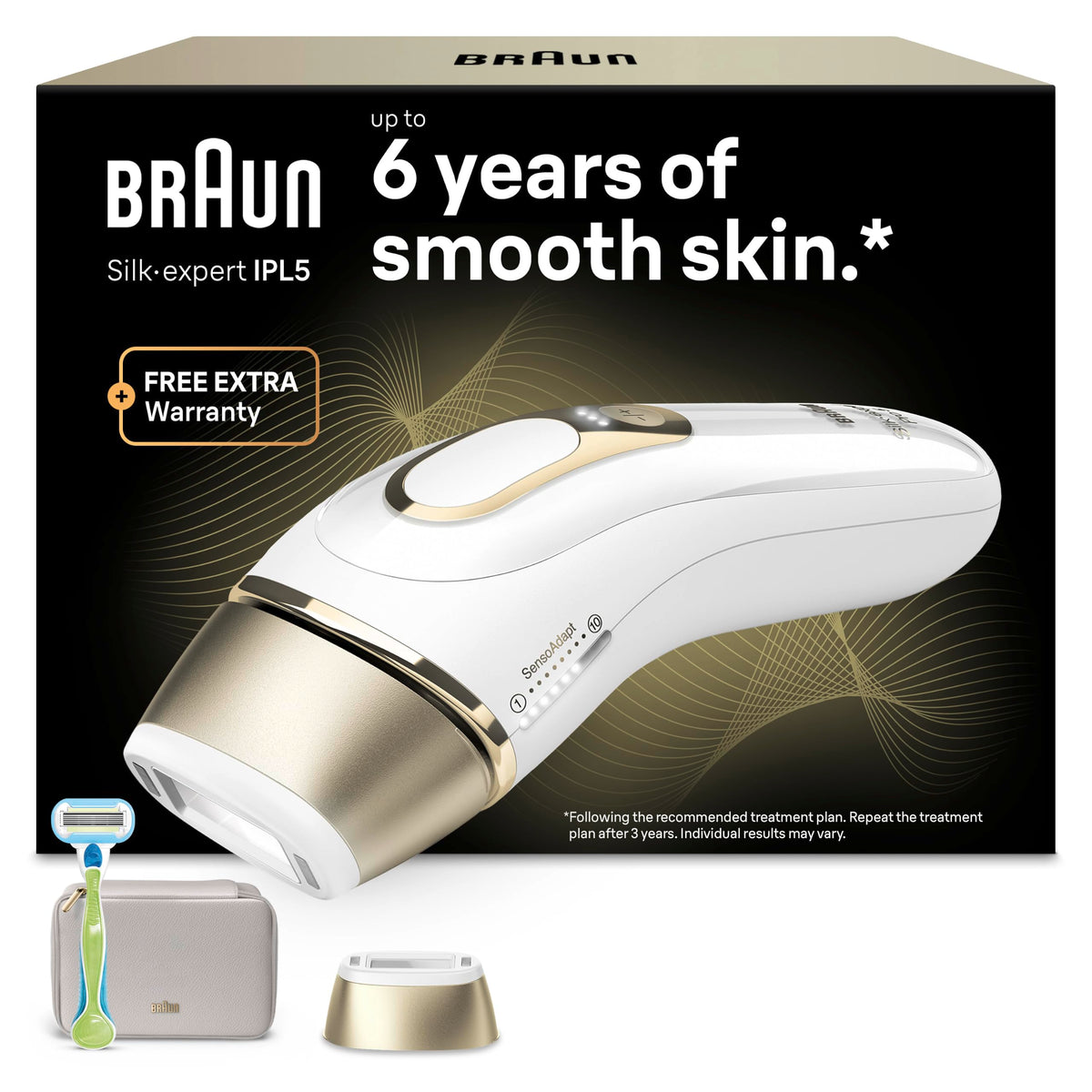 Braun IPL Silk-Expert Pro 5, at Home Hair Removal, White/Gold, PL5137