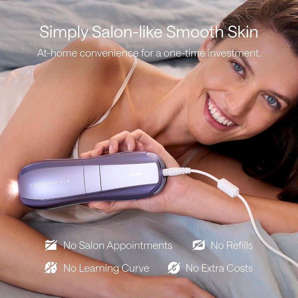 Ulike Air 10 IPL Hair Removal Device, Laser Hair Removal Device Pain-Free Ice Cooling and Permanent Hair Reduction, Dual Lights, Skin Sensor & USHR Mode* for Full Body Treatment, Gift Violet Purple