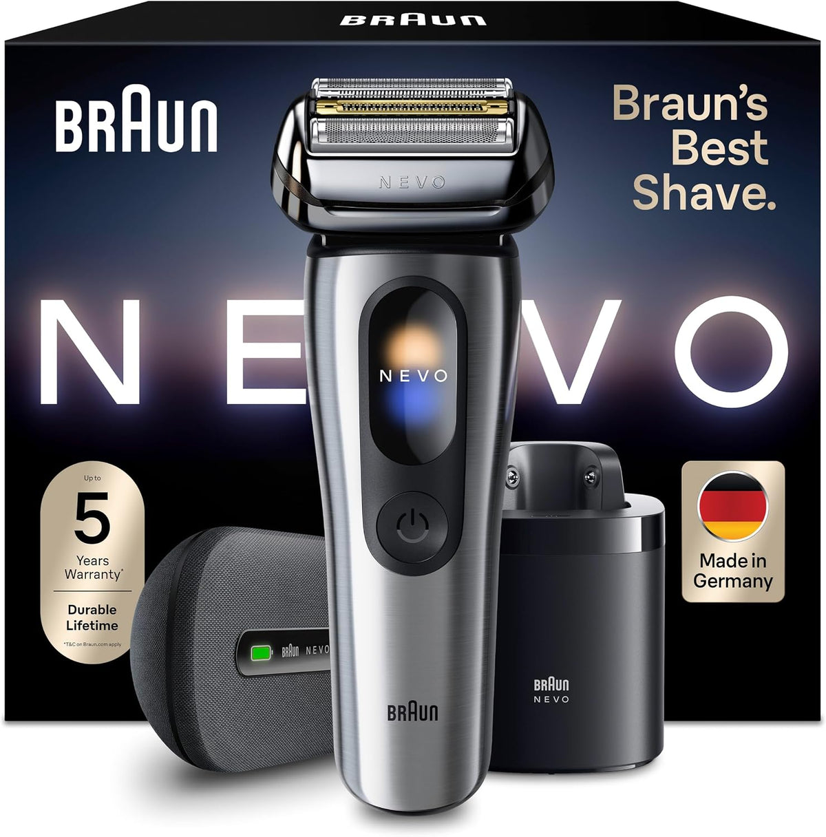 Braun NEVO Men’s Electric Shaver with AeroTouch Technology, Silver