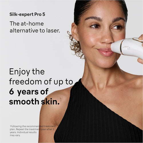 Braun IPL Silk·Expert Pro 5, At Home Laser Hair Removal, Permanent Hair Reduction, with Vanity Case, Mini Face Hair Remover, Venus Razor, 4 Attachment Heads, PL5442