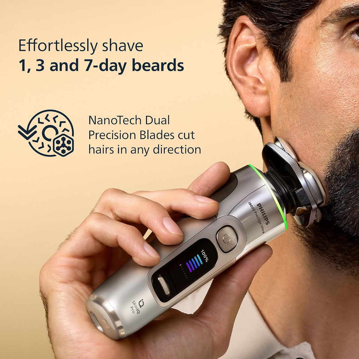 Philips Shaver i9000 Prestige Ultra, Wet & Dry Electric Shaver, Chrome, Skin IQ Pro Technology, Triple Lift & Cut System, 360 Rotating NanoTech Precision Blades, 5 Shaving Modes, Model XP9404/31